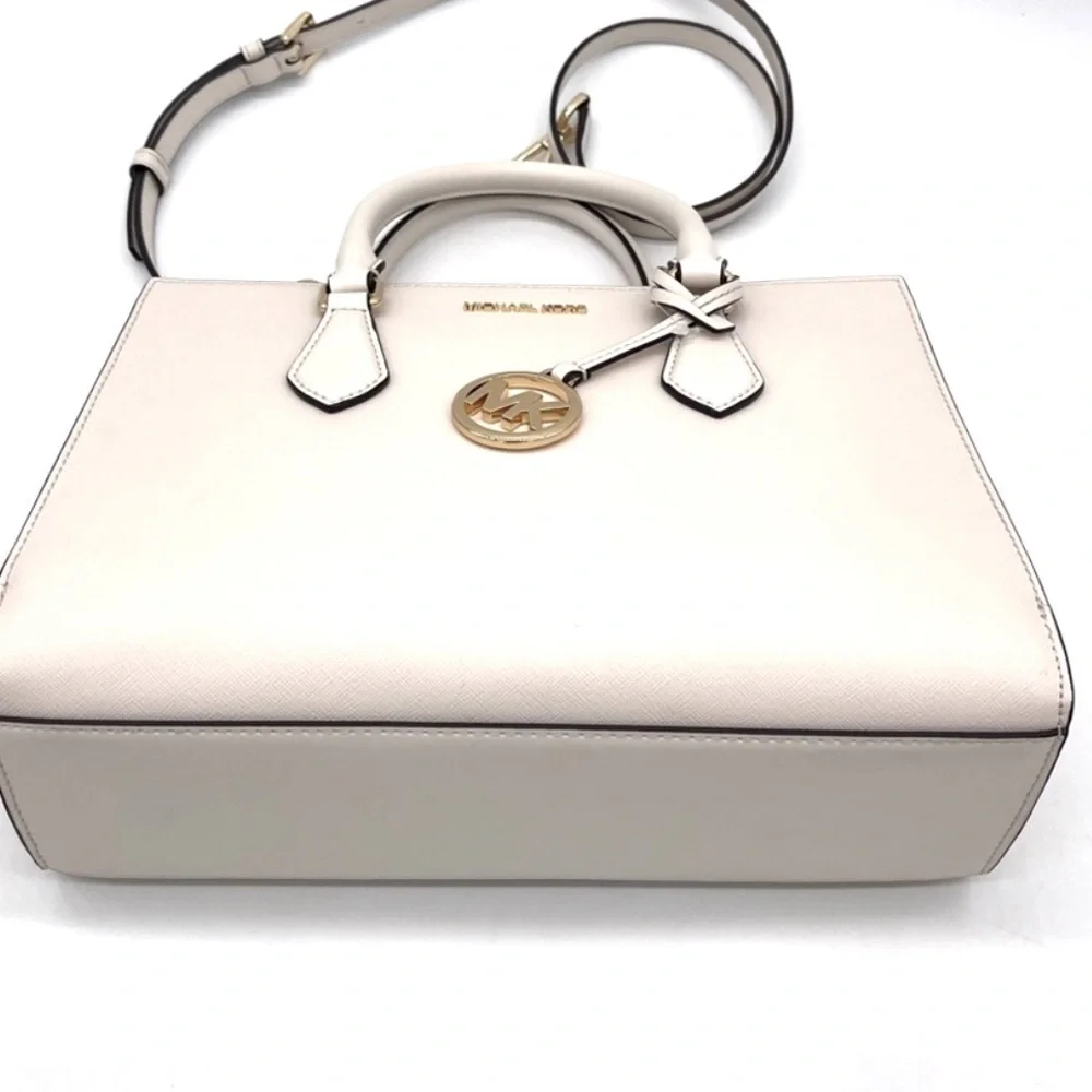 Michael Kors Sheila Medium Satchel Crossbody Bag Light Cream